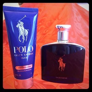 New MENS POLO BLUE w/ HAIR&BODYWASH